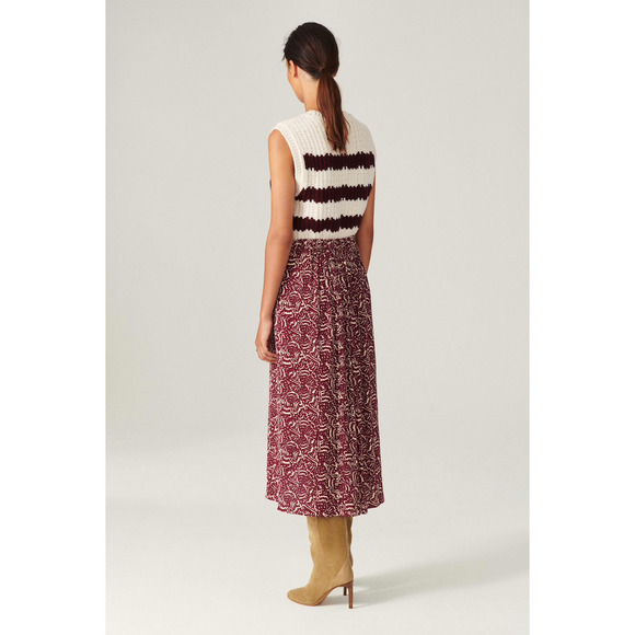 NWT Ba&sh Lenny Midi Skirt Raisin Size 2 - Picture 3 of 16